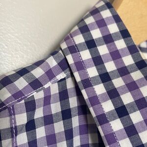 Blue and White Checkered Dress Shirt Men's Large